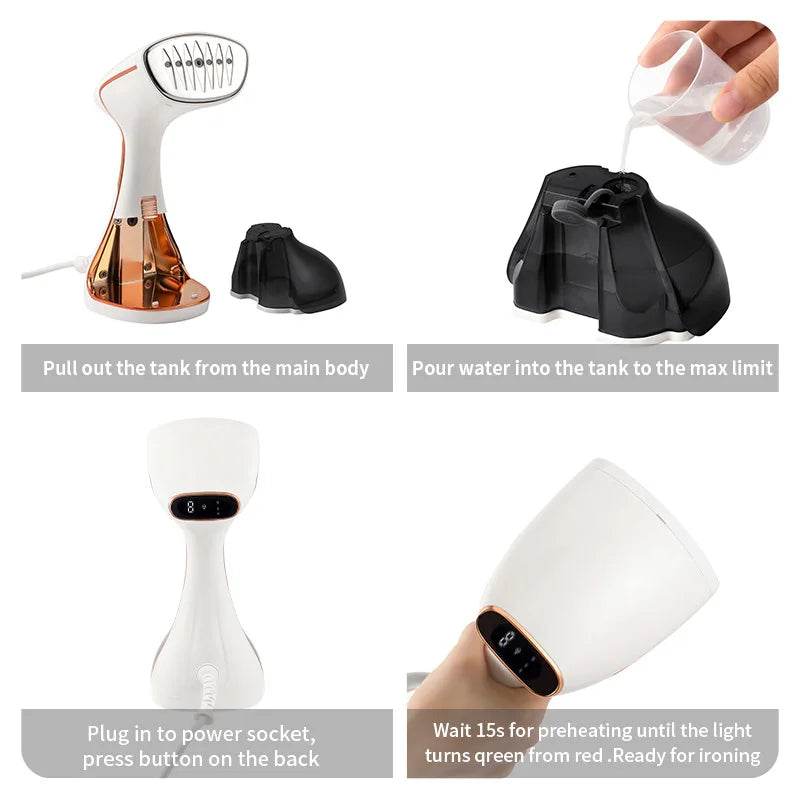 1800W Handheld Steam Hanging Iron Touch Screen Control 15 Seconds Fast Preheat 320ml Portable Home Small Fabric Clothes Steamer