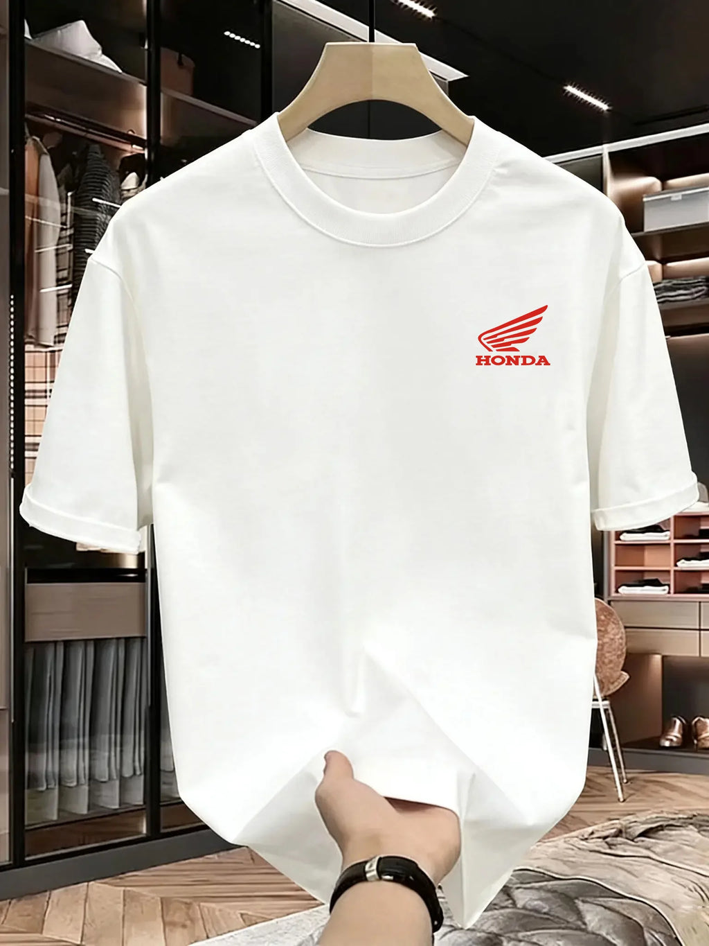 Men's and women's Honda cotton T-shirts, short sleeved retro casual fashion T-shirts for motorcycle racing, off-road enthusiasts