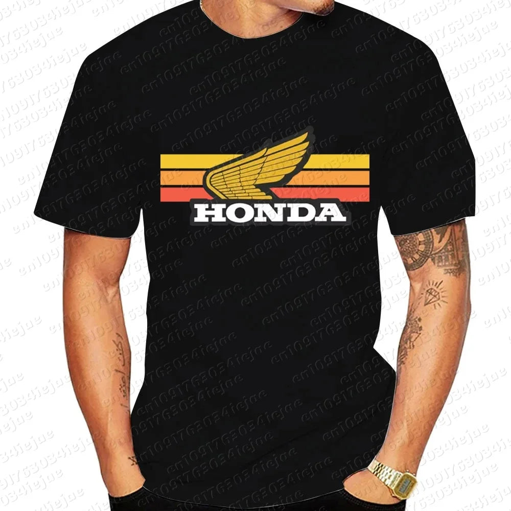 Honda Sunset Retro Men's T-shirt Summer Short-Sleeve Women's T-shirt 2025 New Fashionable 100% Cotton Couple Motorcycle Top
