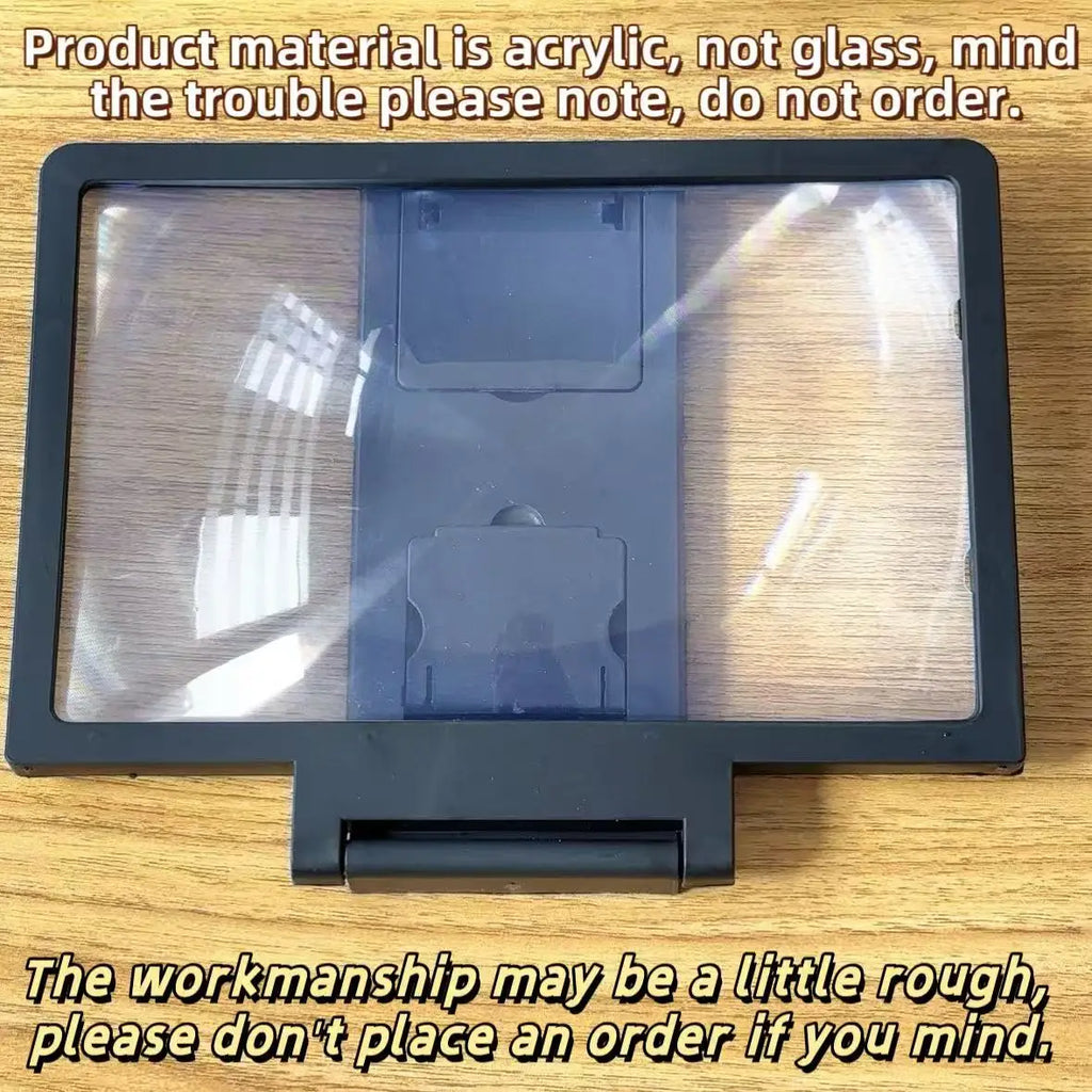 3D Phone Screen Magnifier for Smartphones Foldable Stand Adjustable Zoom Flip Phone Magnifier for Movie/Video/Gaming Devices