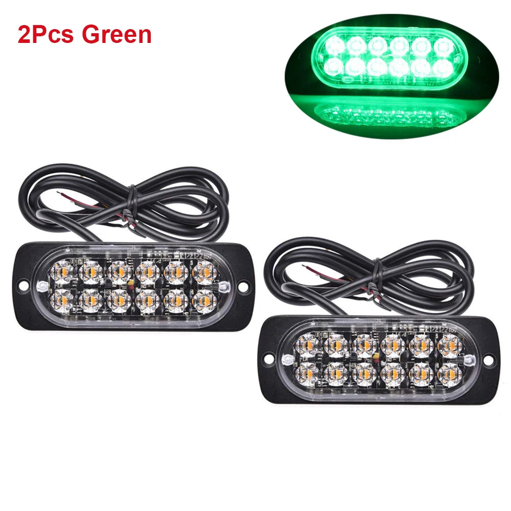 12 LED Strobe Lights Emergency Flashing Beacon Warning Light 12V 24V Stroboscopes For Auto DRL Car Truck Police Amber Red Blue