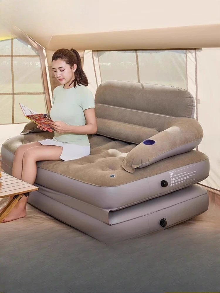 inflatable sofa sleepable reclining folding air cushion bed household double mattress outdoor camping air cushion sofa