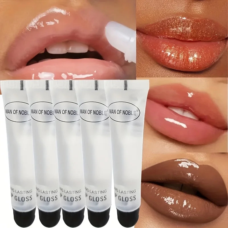5pcs Glossy Finish Lip Gloss, Moisturizing Cream for All skin Types,Non-Sticky Hydrating Lip Oil, Long-Lasting Shine for Dry Lip