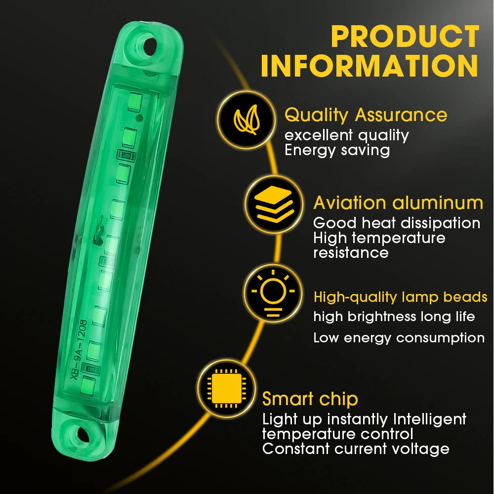 12V 24V 9 LED Warning Lamp Truck Trailer Side Marker Indicators Light Car Signal Brake Rear Warning Tail Clearance Light