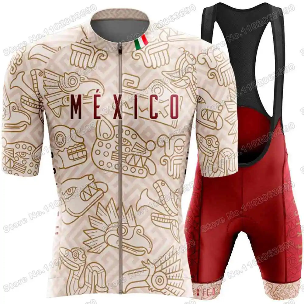 2026 Mexico Cycling Jersey Set The United Mexican States Cycling Clothing Mexican national emblem Eagle and Snake Road Bike Suit