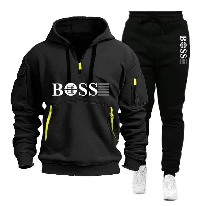 Men's Windproof Pullover Hoodie & Jogger Set