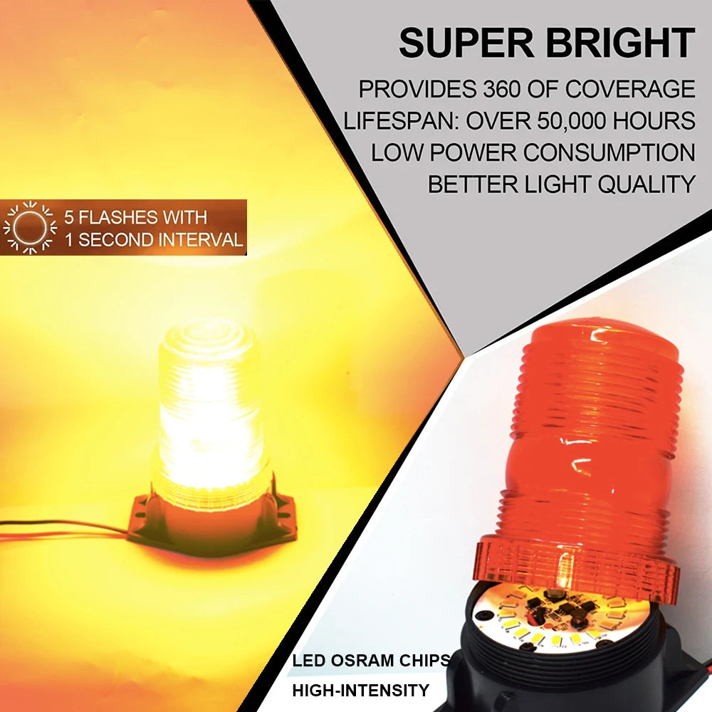 30W LED High Power Emergency Warning Flash Strobe Light Beacon for Forklift Truck School Bus Amber Blue Red