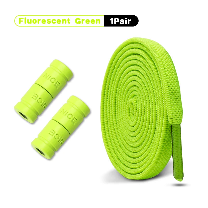 Elastic Laces Sneakers No Tie Shoe laces Colorful Capsule Lock Shoelaces Without ties Kids Adult 0.6cm Flat Shoelace 1Pair/2Pair