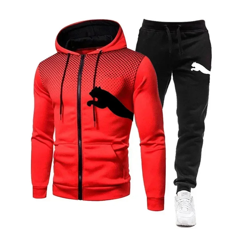 Men's Zip Hoodie & Jogger Sweatshirt Set