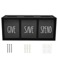 3 Grids Wall-mounted Save Spend Bank Visualized Money Saving Box Wooden Piggy Bank Give Save Spend Money Boxes for Kids Adults