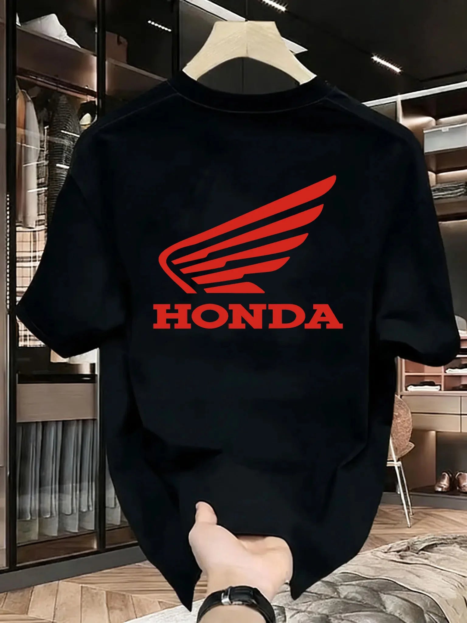 Men's and women's Honda cotton T-shirts, short sleeved retro casual fashion T-shirts for motorcycle racing, off-road enthusiasts