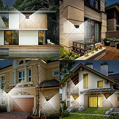 Solar Powered 100 LED Motion Sensor Wall Light, Waterproof Outdoor Security Lamp for Garden, Fence, Yard, Pathway Decoration