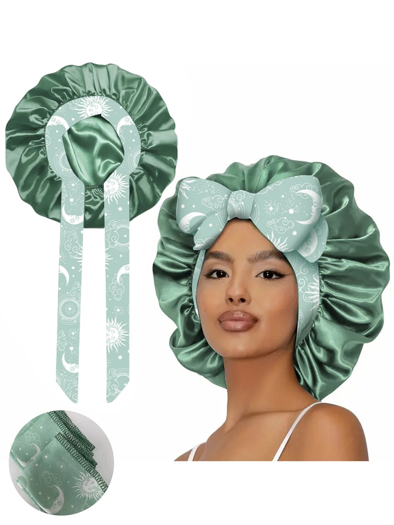 1pc  Satin bonnet with tie for women  Soft Silky Hair Care for Night Use Single Piece Stylish Hair Accessory