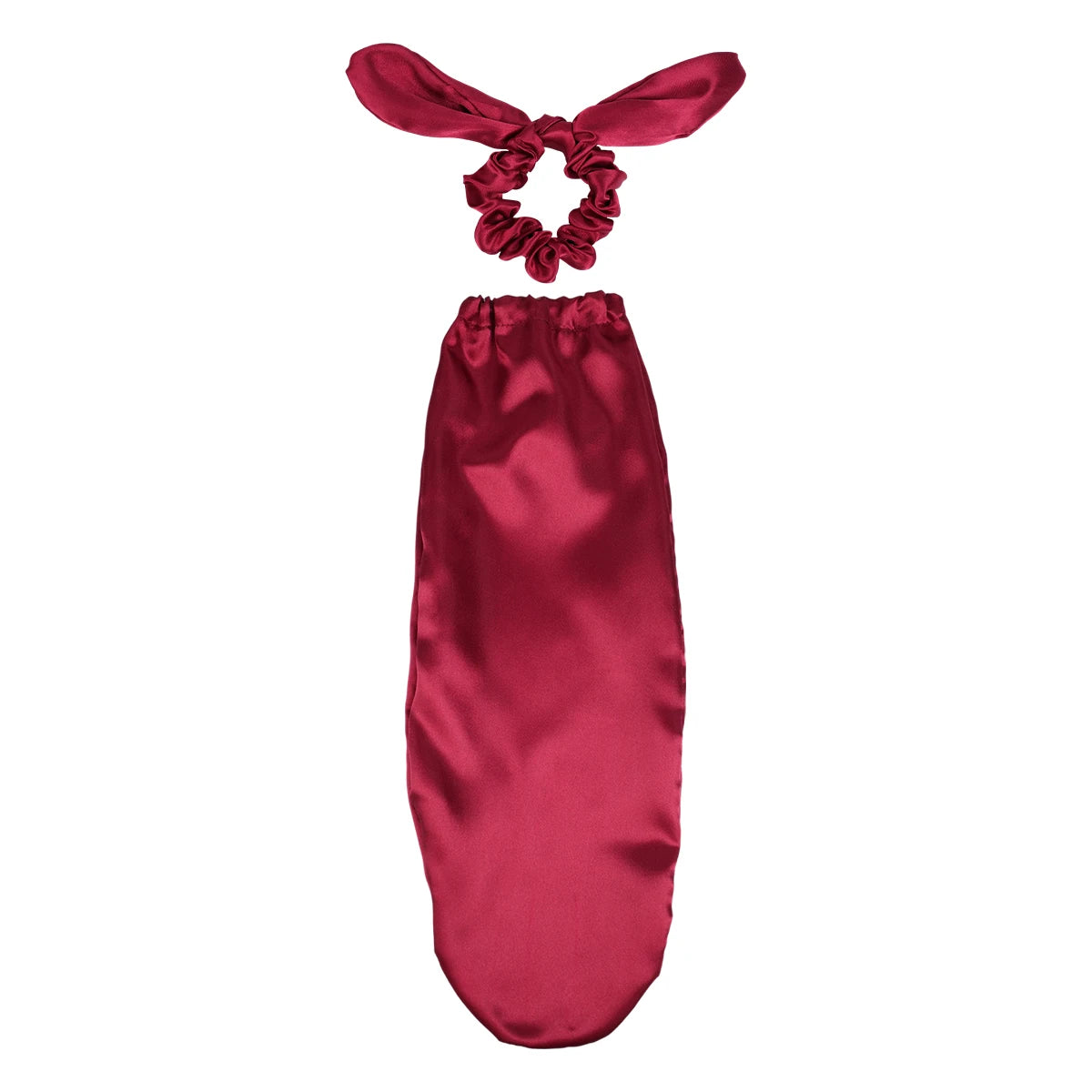 Satin Sleep Cap with Hair Bow Scrunchies, Soft Long Hair Bonnet for Long Hair, Hair Protector for Daily Use & Nighttime
