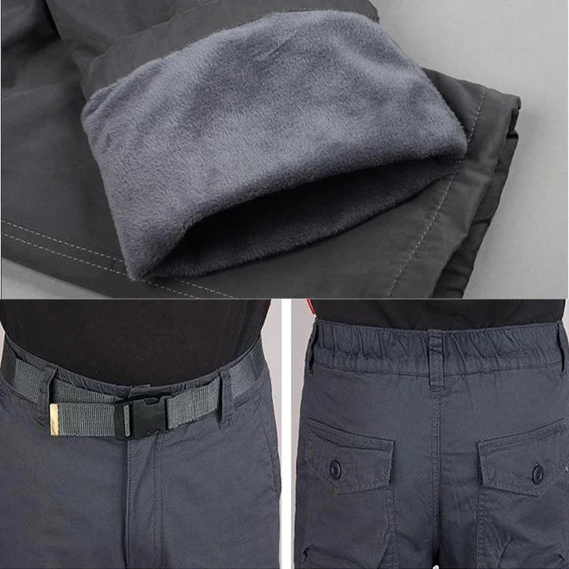 Men's Winter Cargo Pants Double Layer Fleece Warm Thick Camouflage Tactical Cotton Long Trousers Men Baggy Casual Cotton Pants