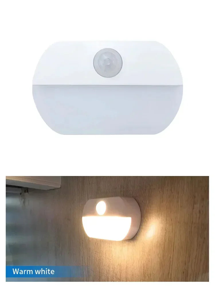 Indoor LED Night Light Motion Sensor Lamp Stick on Nightlight Battery Operated Lights for Hallway Stair Bathroom Closet Bedroom
