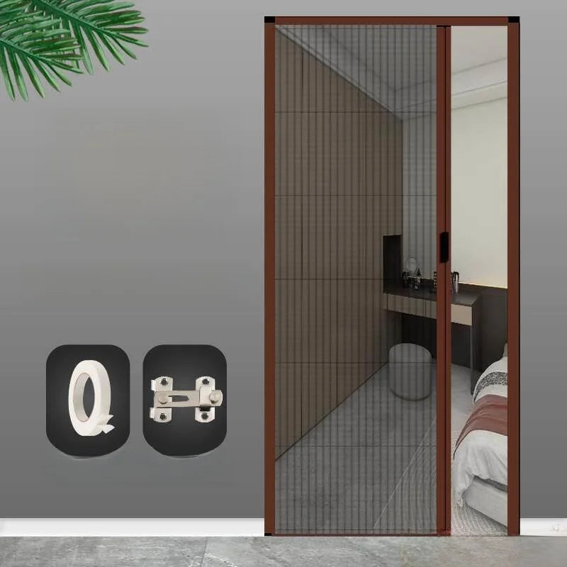 Invisible Mosquito-Proof Aluminum Alloy Sliding Door Curtain Home Entrance Screen Door Retractable Window Mesh Curtain