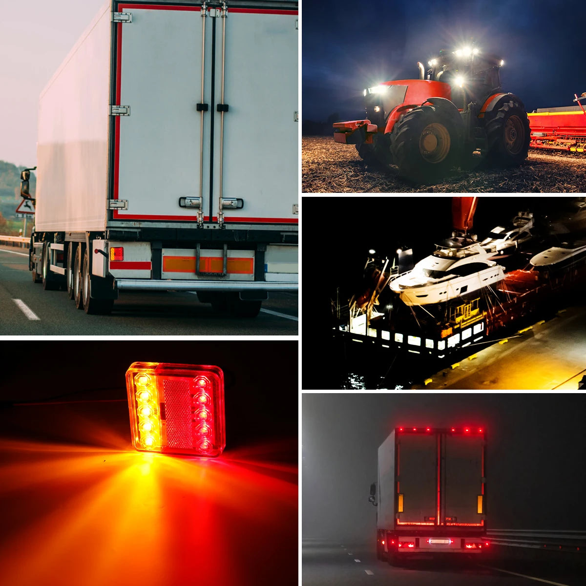 2Pcs LED Truck Lights 12/ 24V Rear Tail Lights Square Tail Stop Indicator Trailer Lamp Kit Indicator Stop Waterproof Reversing