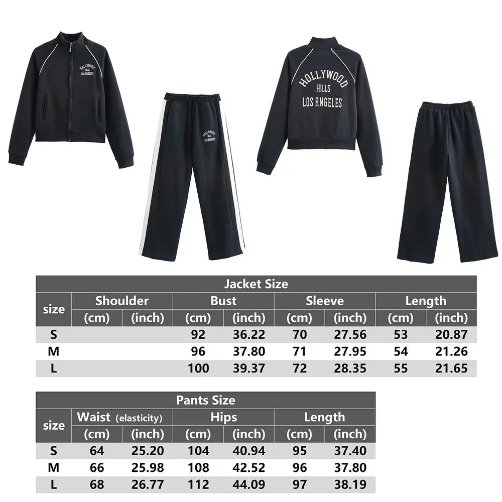 Women's Tracksuit Jersey Sets Sweats Set 2025 Winter Cotton Suits Wide Baggy Pants Sportswear 2 Piece Set Women Outfits
