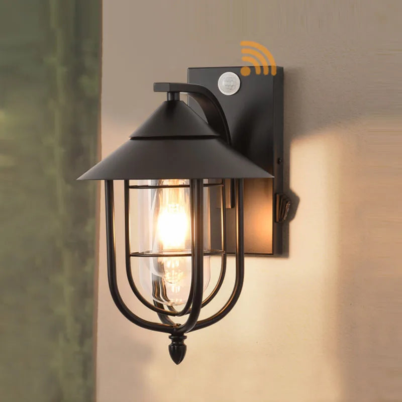 Motion Sensor Outdoor Wall Lamp LED Waterproof with Toggle Button Wall Light Vintage Porch Villa Courtyard Garden Decoration