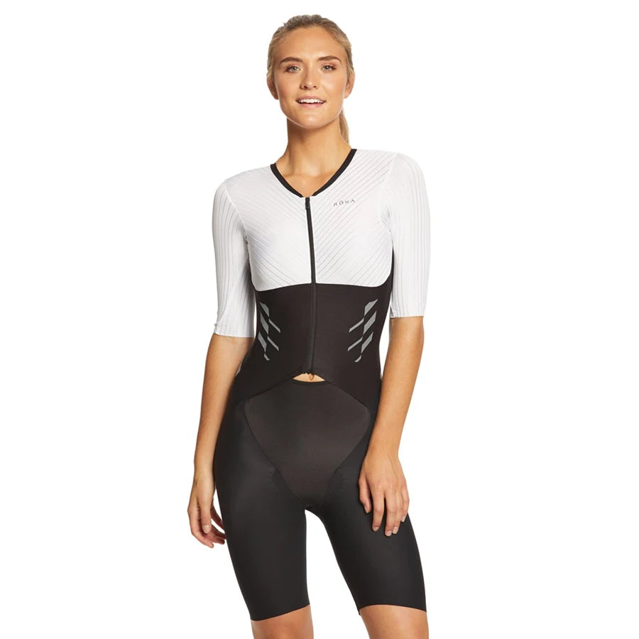 ROKA Summer Short Sleeve Cycling Jersey Skinsuit Feminina Bike Team Riding Speedsuit Jumpsuit Triathlon Trisuit Roupa Ciclismo