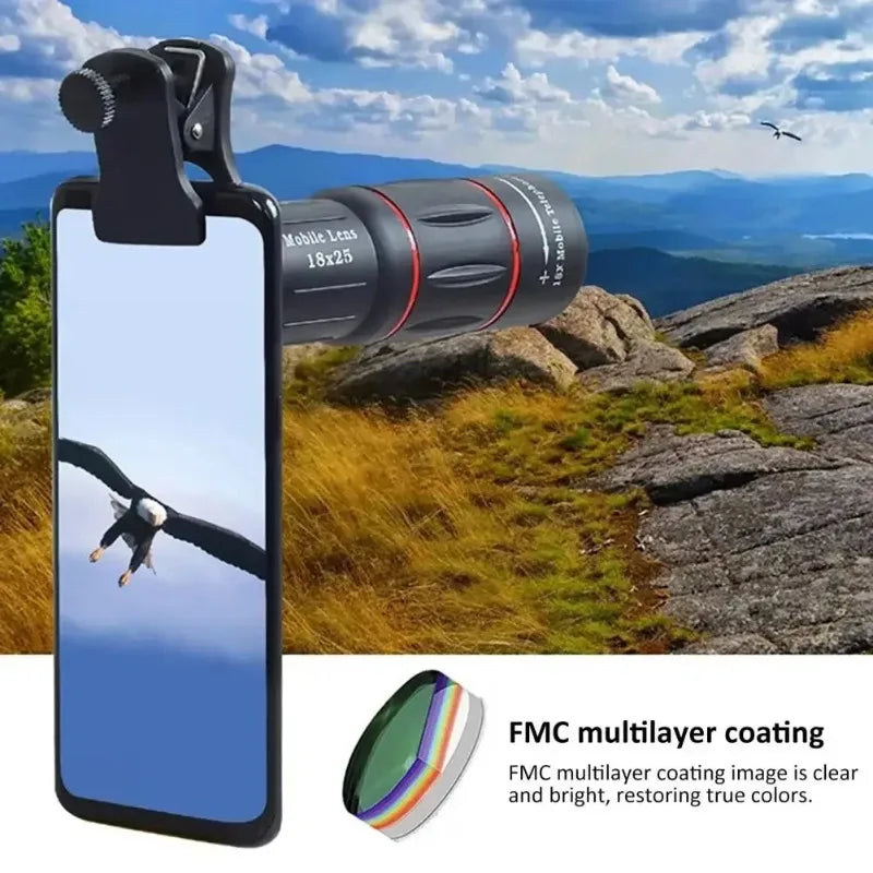 Universal 18x Magnification Telephoto Lens Clip-On Mobile Phone Camera Lens for Concerts - External Zoom