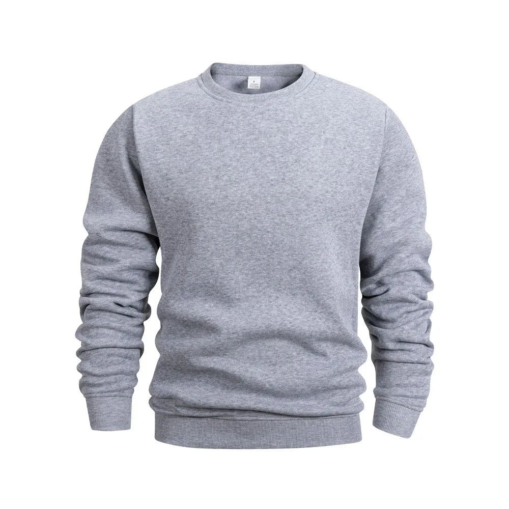 Men's Fleece Warm Hoodies Solid Crew Neck Sweatshirt - Fashion Casual Long Sleeve Pullover for Daily Wear & Outdoor Activities