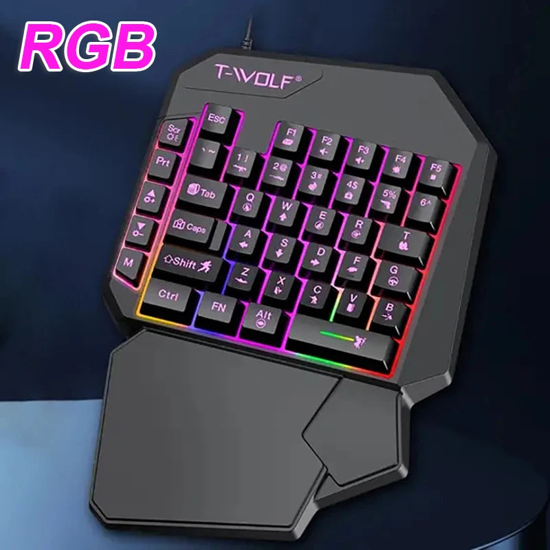 One-Handed Gaming Keyboard, 40-Key RGB Backlit Mechanical Feel Keypad