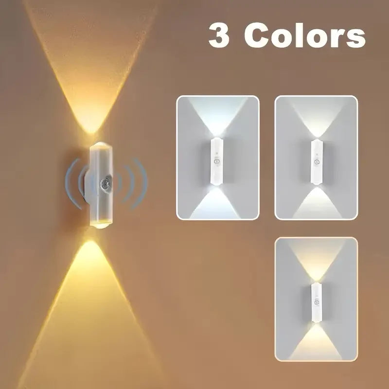 LED Motion Sensor Wall Lamp USB Rechargeable Bedside Night Light for Bedroom Corridor Staircase and Office Ambient Lighting
