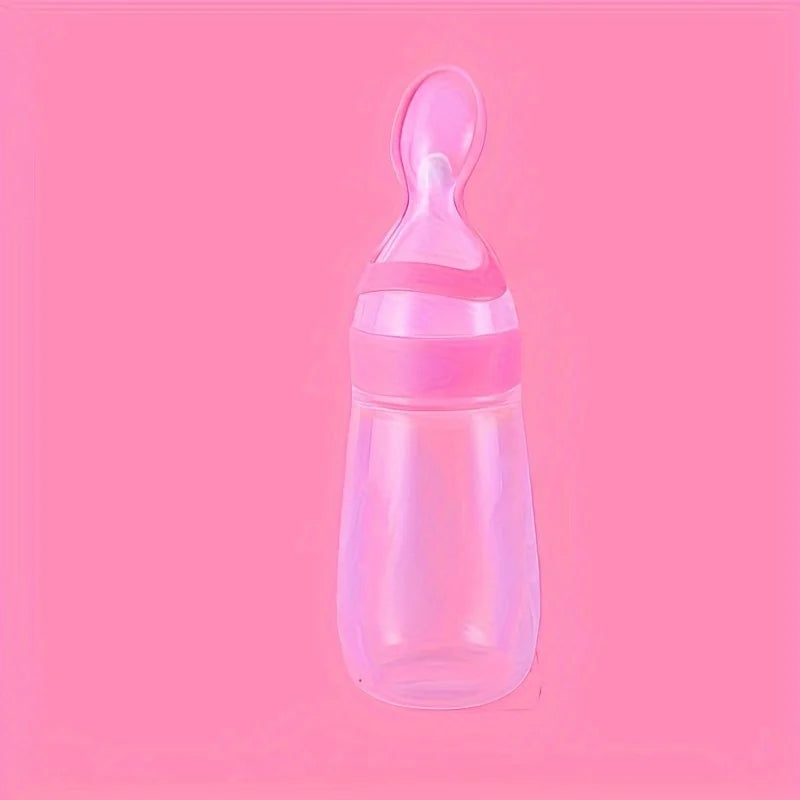 Baby Food Feeding Spoon Bottle ,Squeeze Silicone Feeder Bottle with Spoon for Babies Infants Toddler