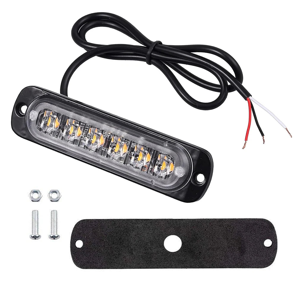 Car Led Strobe Warning Light Grill Flashing Emergency Truck Trailer Beacon 6 LED Side Flash Signal Lamp For 12~24V vehicle