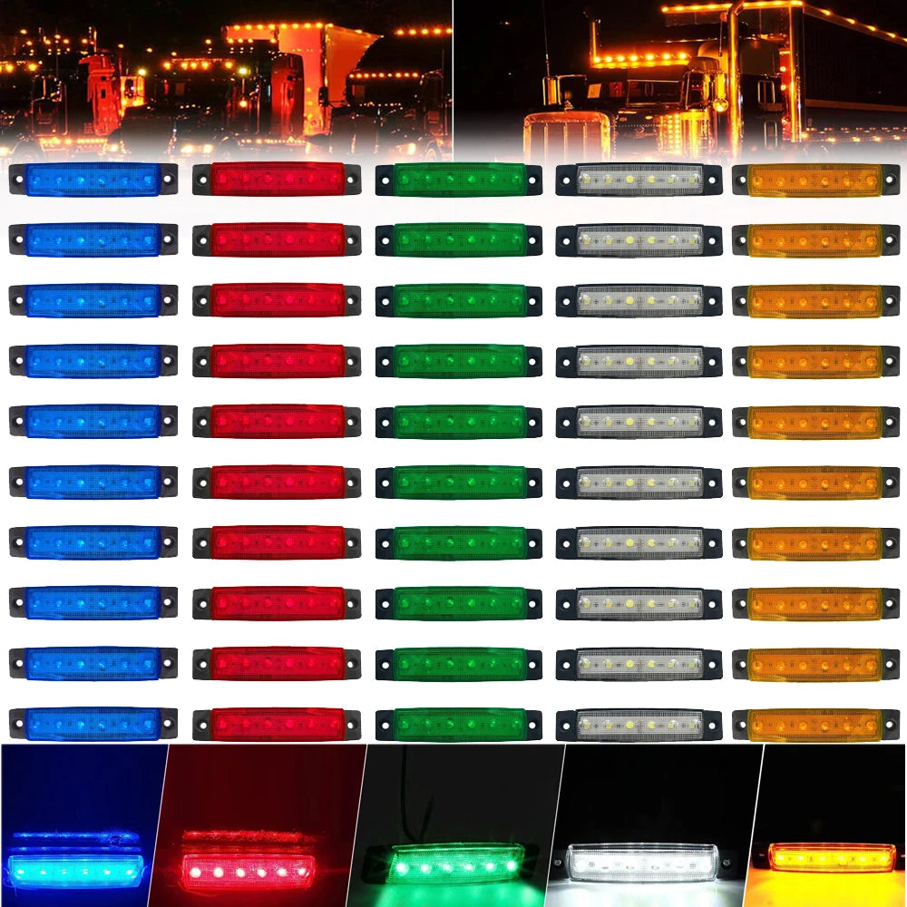 2/5/10pcs 12V 24V 6 LED Car External Lights Side Marker Indicator Warning Trailer Light Car Bus Truck Lorry Car light indicator
