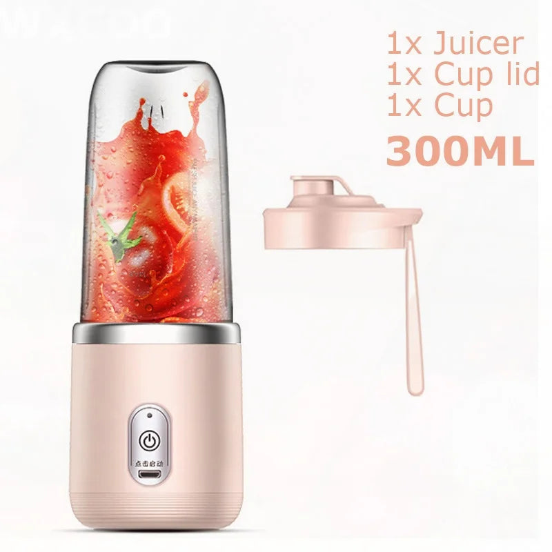 WXCOO Juicer Cup Set Automatic Smoothie Blender with 6 Blades Mixer Machine Portable Orange Fruit Squeezer Lemon Travel Mixer
