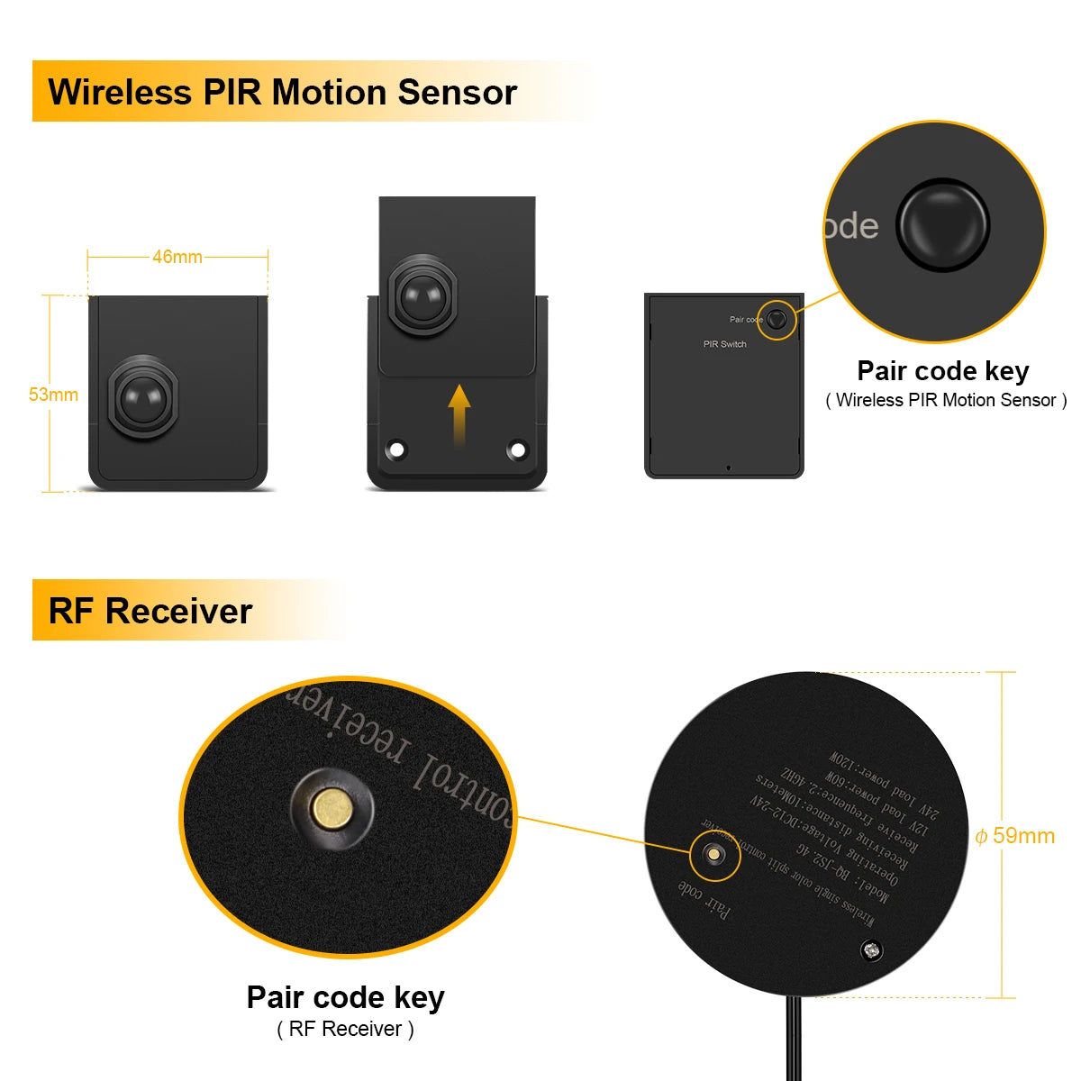 Motion Touch Sensor Neon LED Lights Wireless ON/OFF Smart Switch LED Strip Night Light AC110v 220v to dc 24V LED Stair Lights
