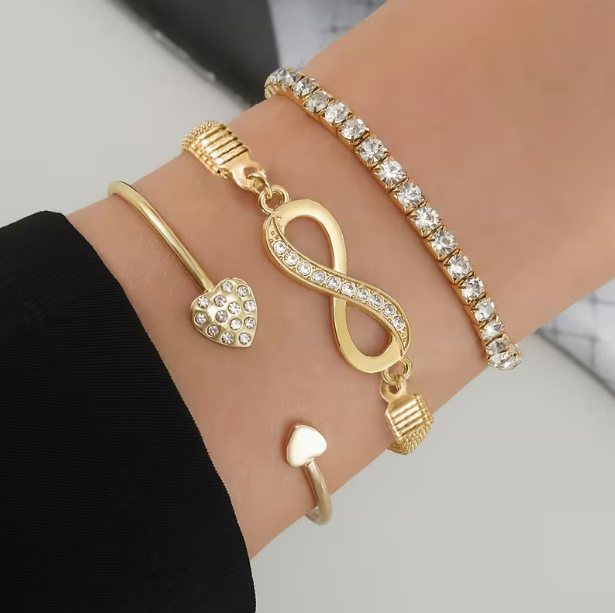 Lumière Trio Bracelet Set styled on pink background