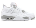 Air Jordan 4 Retro White Oreo – single shoe lateral side profile view showing cement speckle midsole