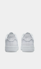 Nike Air Force 1 '07 Triple White – rear heel view showing AIR lettering