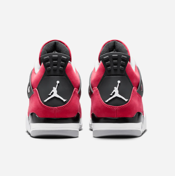 Air Jordan 4 Retro Toro Bravo – rear heel pair view showing white Jumpman on black heel counter
