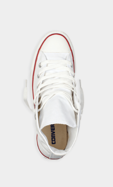 Converse Chuck Taylor All Star White High Top – top down view showing white canvas and laces