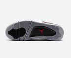Air Jordan 4 Retro Toro Bravo – outsole view showing grey cement speckle rubber and red Jumpman logo