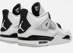 Air Jordan 4 Retro Military Black – pair rear heel view showing white Jumpman on black heel counter