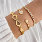 Lumière Trio Bracelet Set flat lay with dimensions