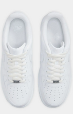 Nike Air Force 1 '07 Triple White – top down view showing laces and AF1 dubrae