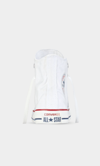 Converse Chuck Taylor All Star White High Top – rear heel view showing CONVERSE ALL STAR midsole branding
