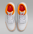 Air Jordan 3 Retro White Orange Peel Womens – top down view showing laces and tongue